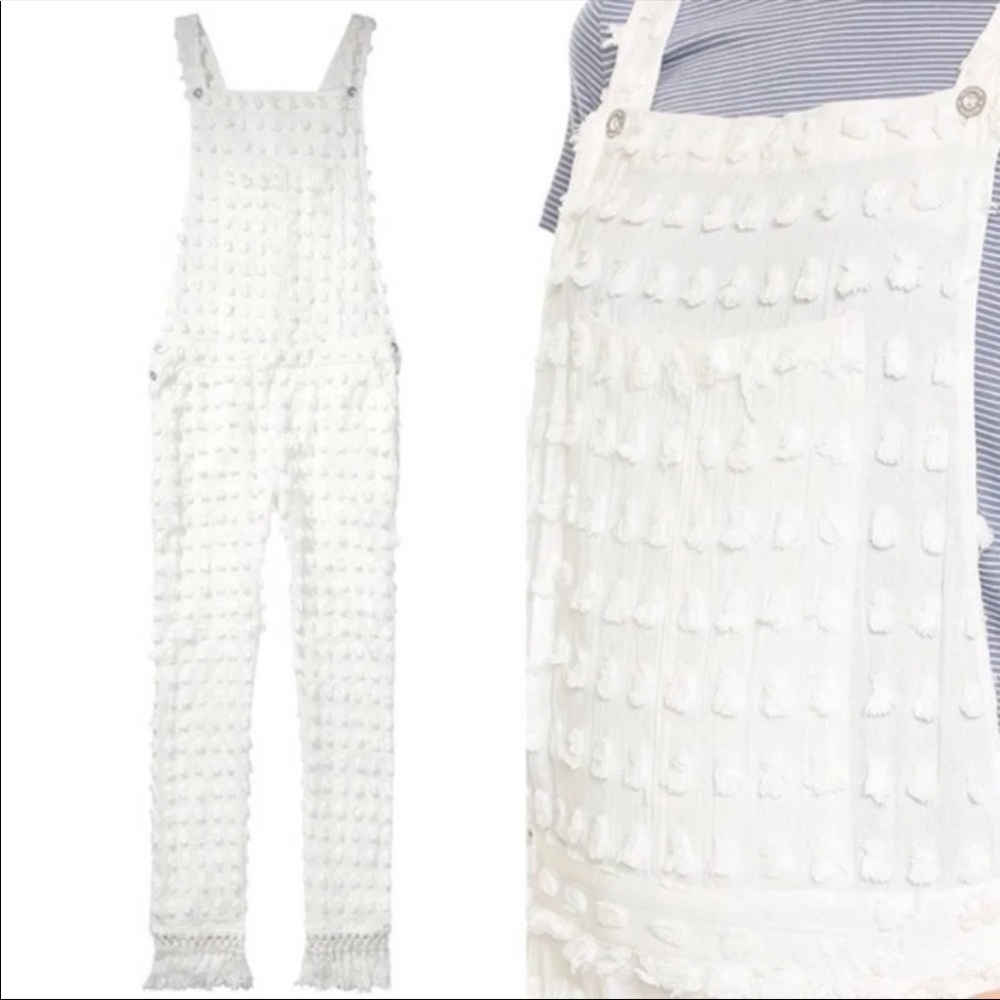 Scotch & Soda White Cotton Pom Pom Overalls NWT size Medium